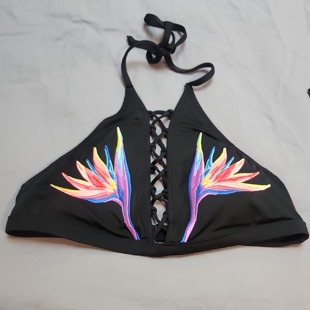 Victoria's Secret Pink and Black Bikini Top